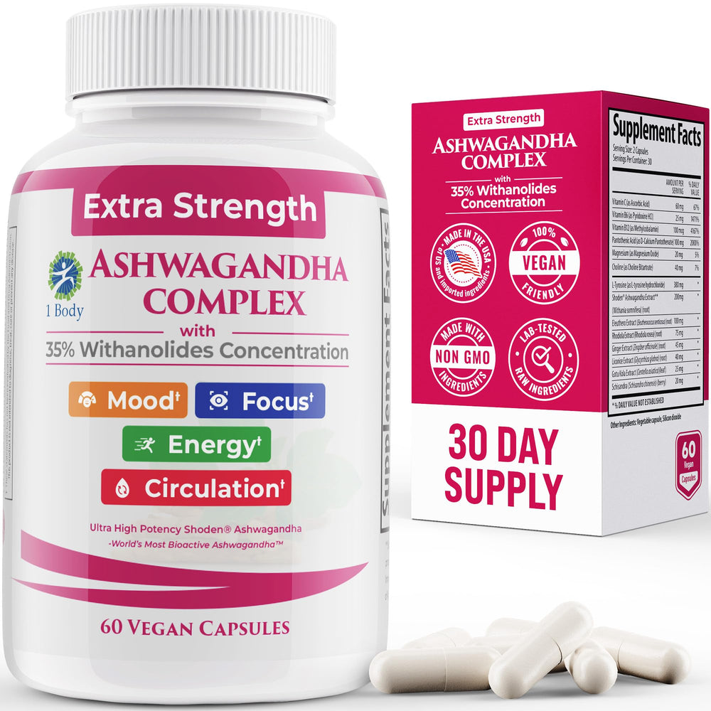 Shoden Ashwagandha Complex bottle and capsules