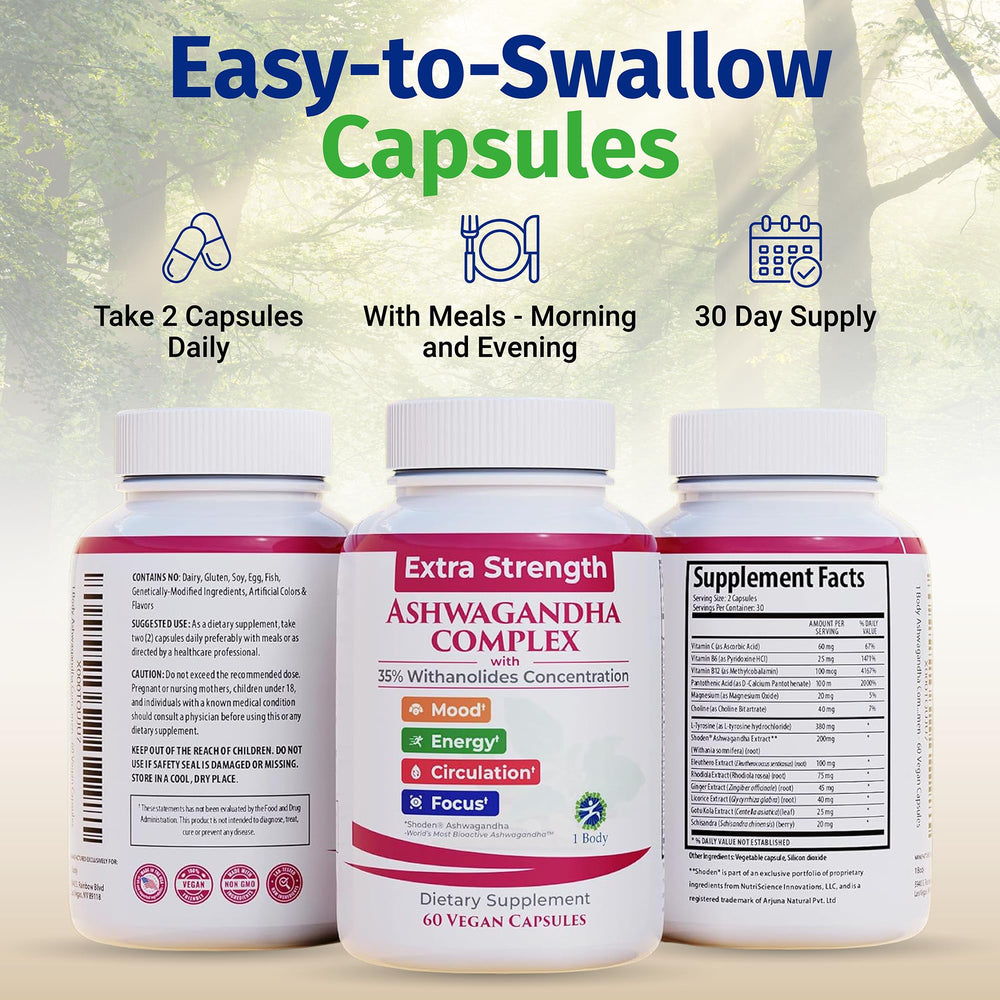 Ashwagandha capsules in a clean vegan formula