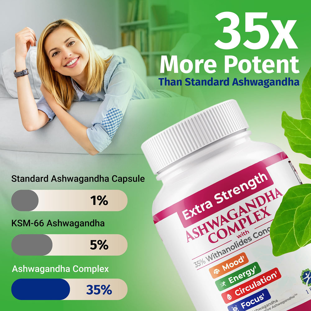 Vegan, Non-GMO Ashwagandha supplement packaging