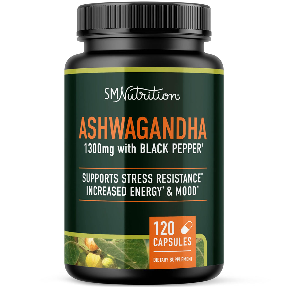 Ashwagandha 1300mg bottle for stress resilience