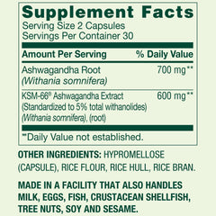 Close-up of ashwagandha 1300 mg vegetarian capsules
