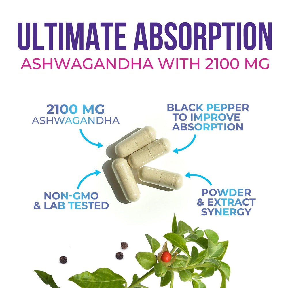 Close-up of ashwagandha root extract capsules
