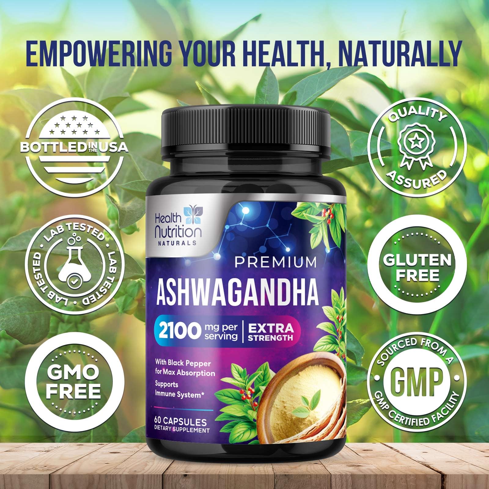 Vegan gluten-free ashwagandha capsules
