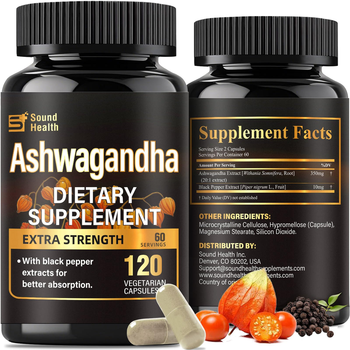 Bottle label reading 7000mg Ashwagandha 20:1 extract