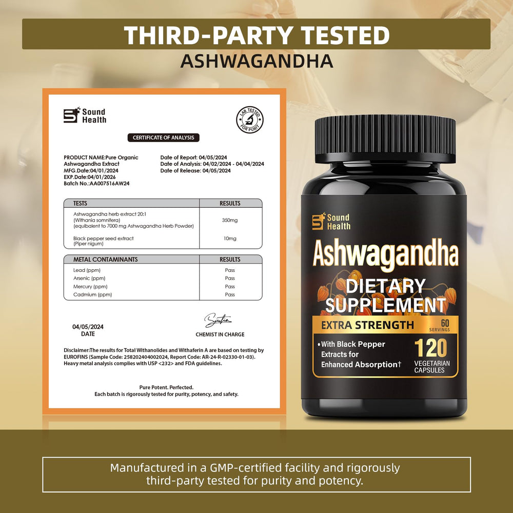 120-count Ashwagandha capsules bottle