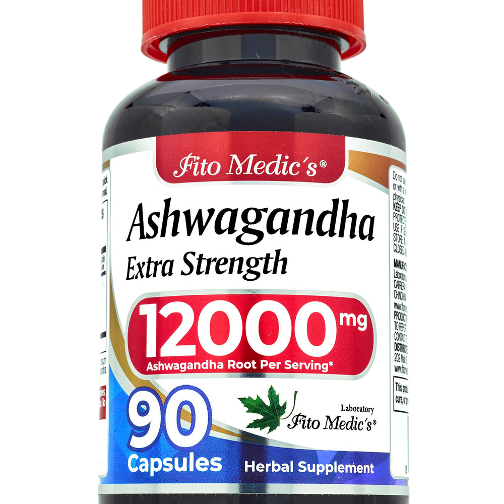Front view of FITO MEDIC'S Lab Ashwagandha bottle with 90 capsules