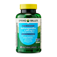 Extra strength ashwagandha 1300 mg bottle with label