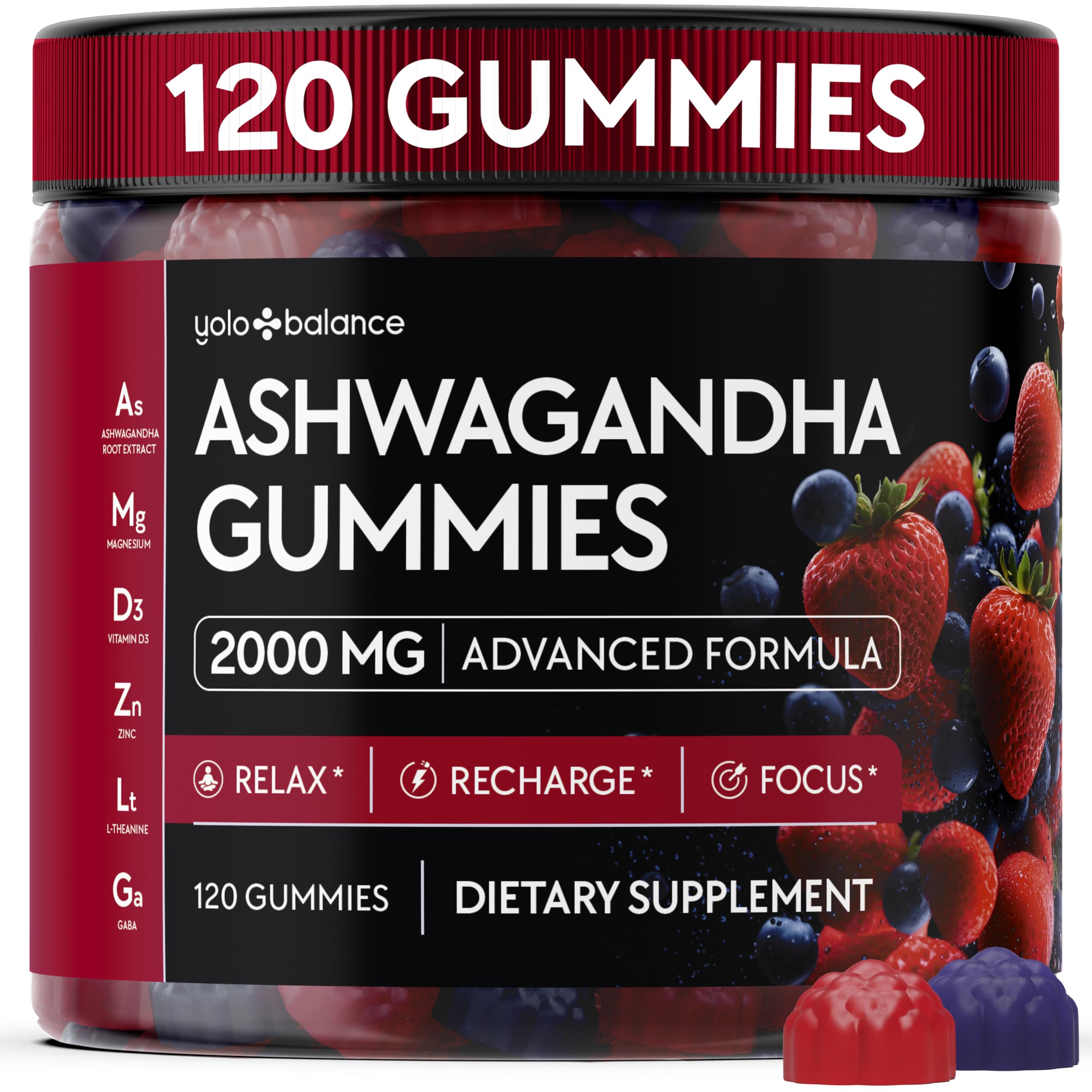 Ashwagandha Gummies bottle labeled 120-count