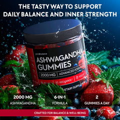 Close-up of Ashwagandha Gummies bottle with label visible