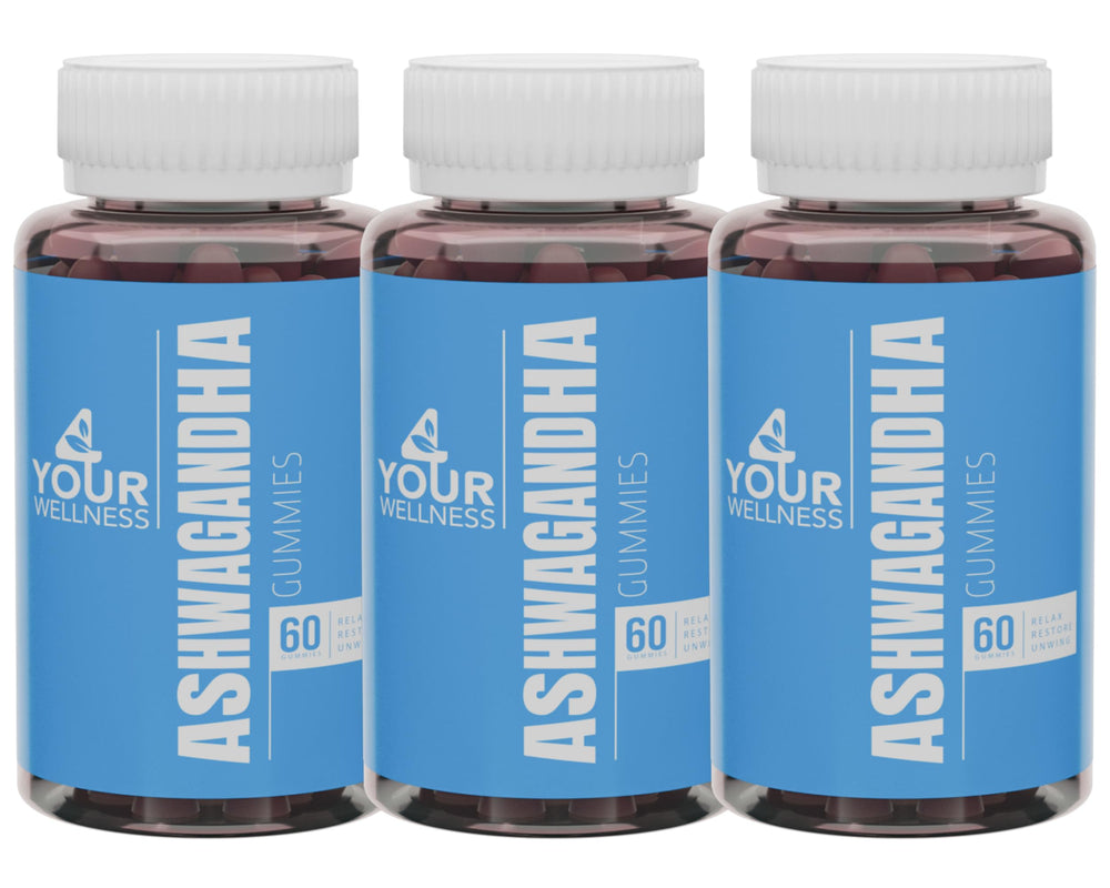 Berry flavored Ashwagandha Gummies with KSM66 Lions Mane and Vitamin D in a 3-pack