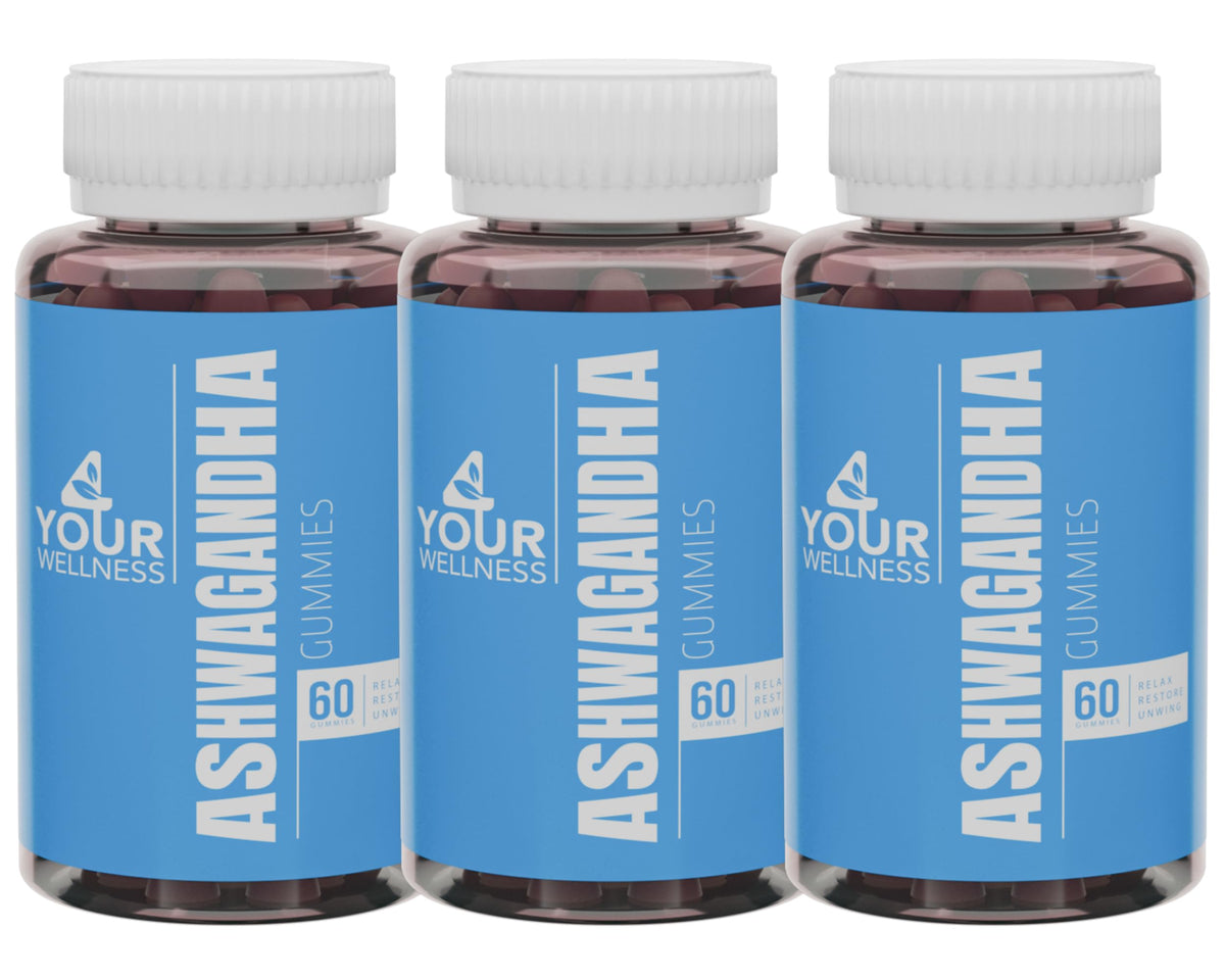 Berry flavored Ashwagandha Gummies with KSM66 Lions Mane and Vitamin D in a 3-pack