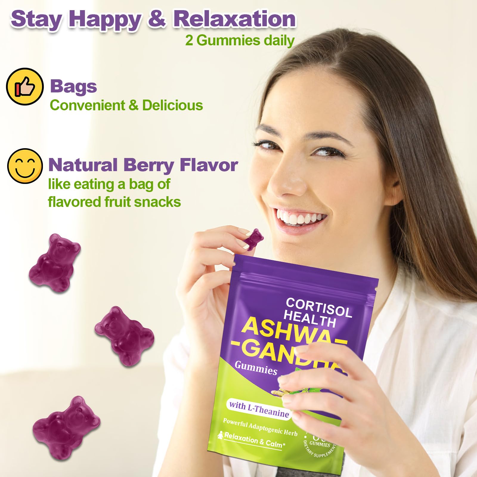 Nutrition facts panel for 60-count Ashwagandha Gummies