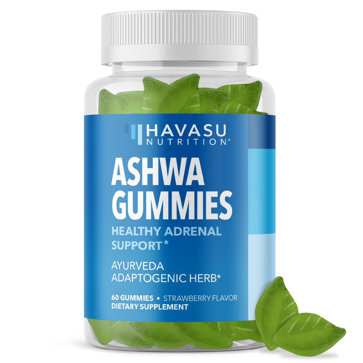 Front view of Ashwagandha Strawberry Gummies bottle