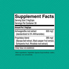 Ashwagandha herbal supplement bottle close-up