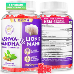 Berry-flavored Ashwagandha and Lion’s Mane gummies bottle