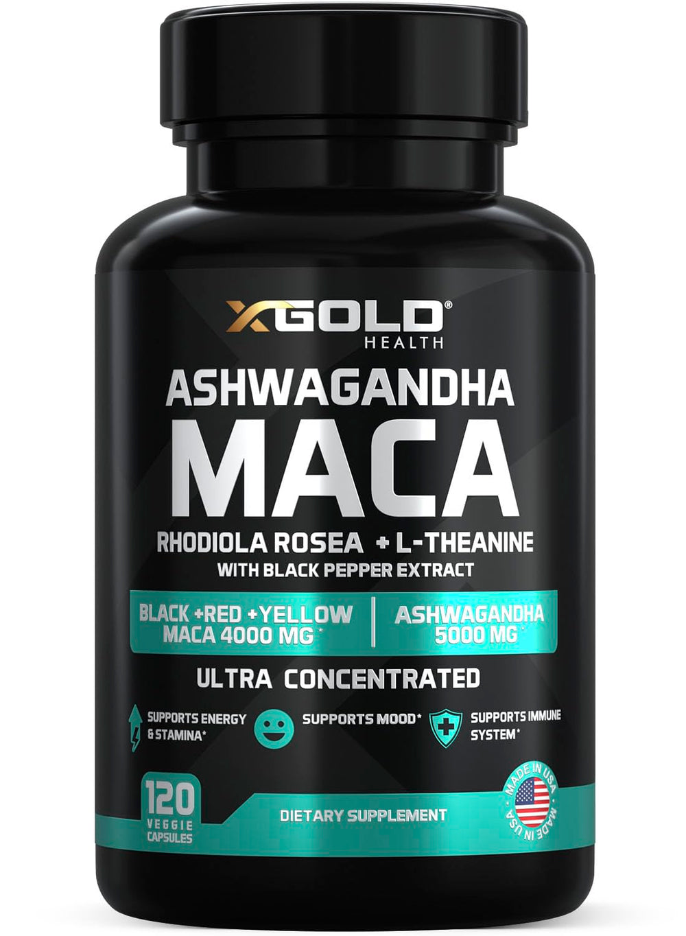 Hero image: Ashwagandha and Maca 4-in-1 capsules (5000mg Ashwagandha, 4000mg Maca)