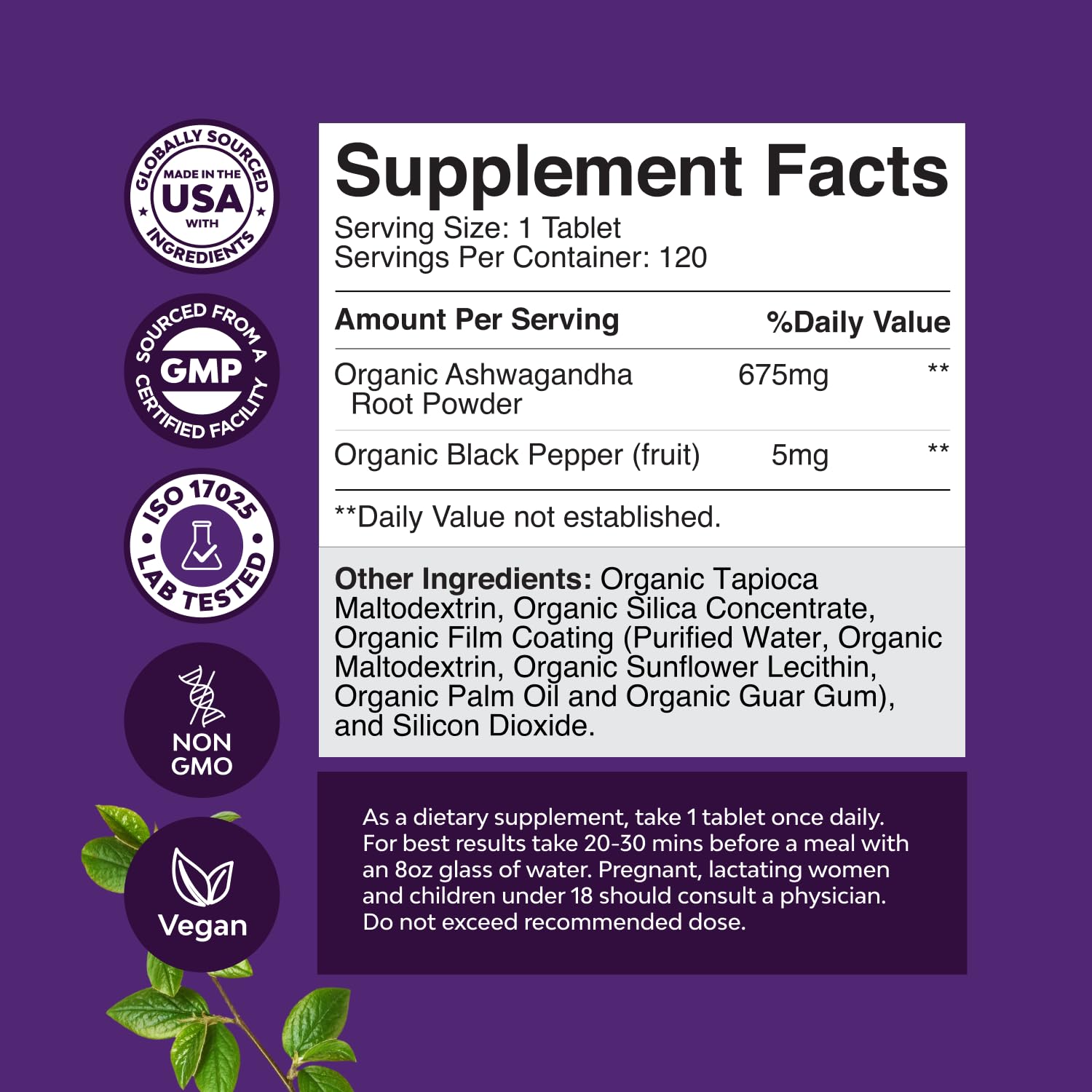 Ashwagandha with black pepper extract for absorption