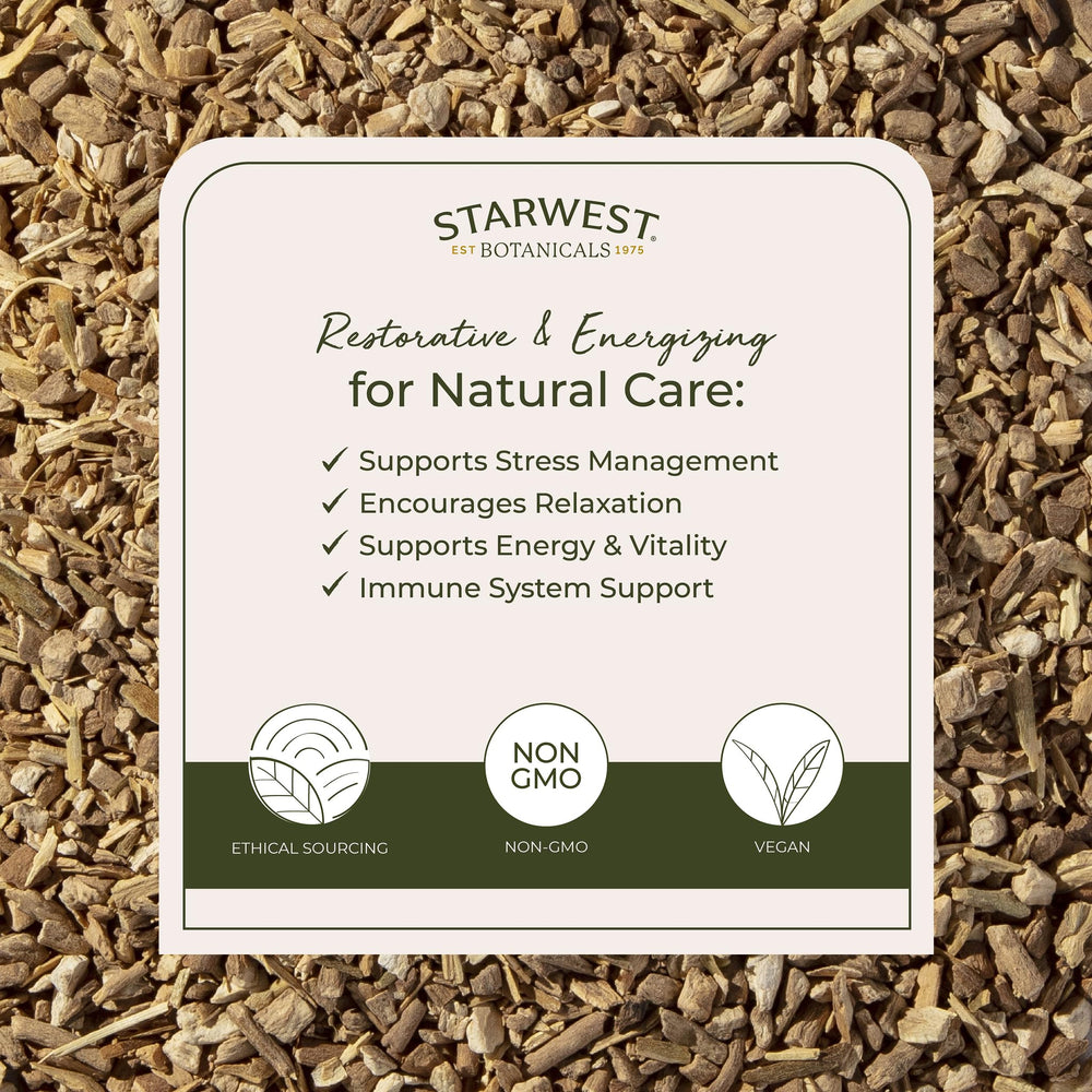 Ashwagandha root used in capsules and herbal blends
