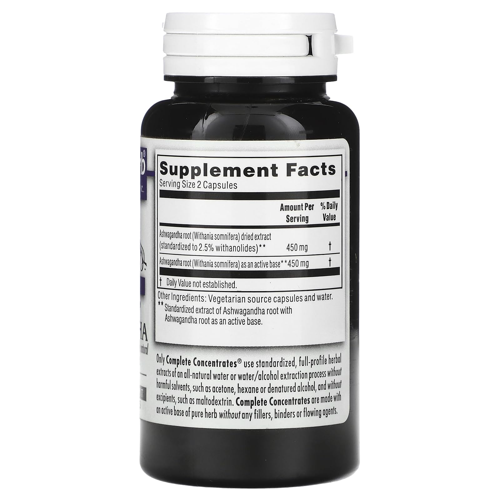 Close-up of Ashwagandha root extract capsules 450 mg