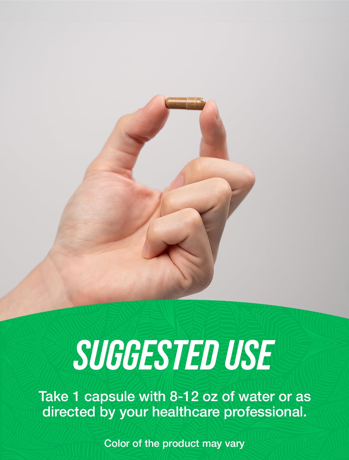 Close-up of Ashwagandha root extract capsules bottle with label