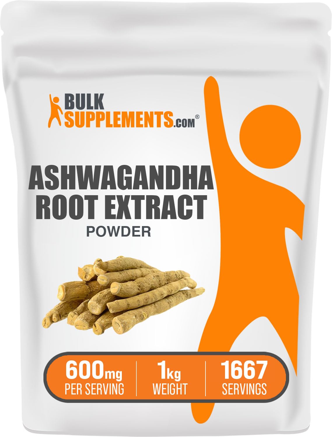 Ashwagandha root extract powder 600mg per serving in a 1kg package