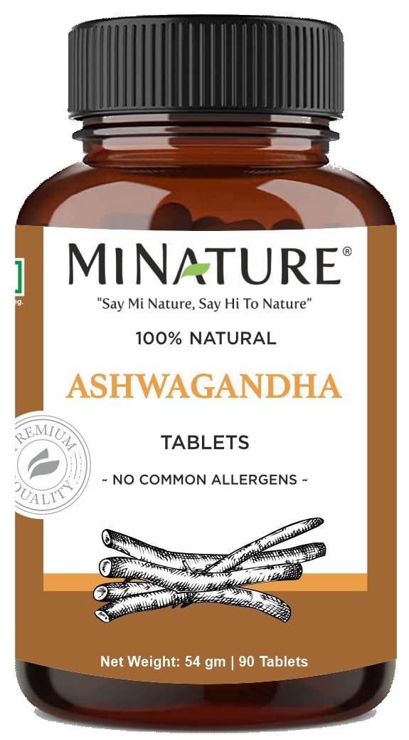 Ashwagandha tablets bottle – 90 tablets, 1000 mg, vegan, 45 day supply