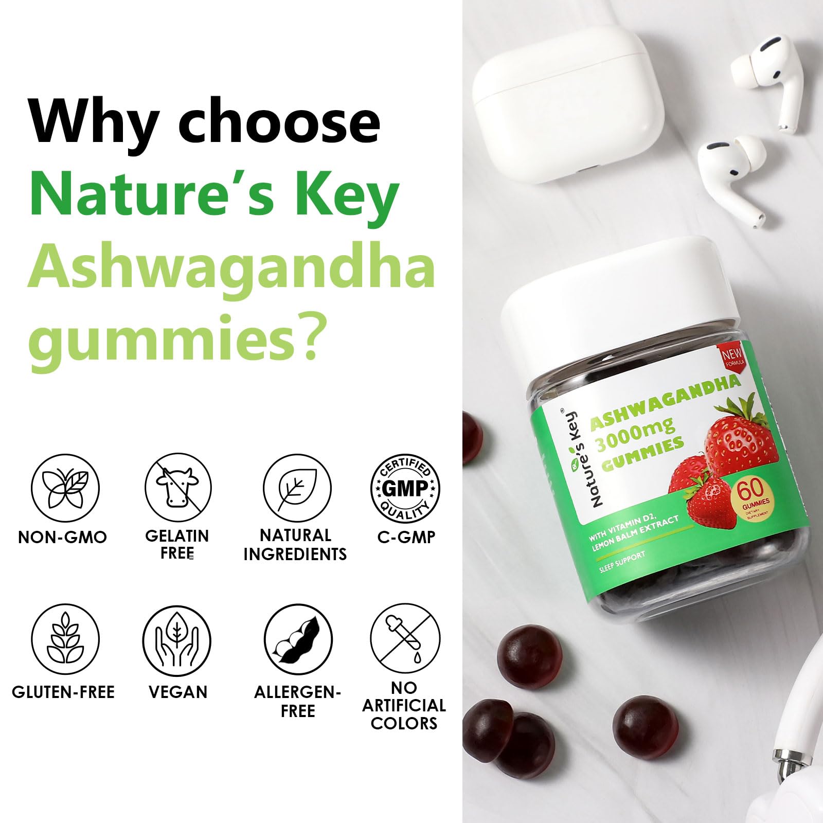 Gluten-free, soy-free, and gelatin-free Ashwagandha Gummies