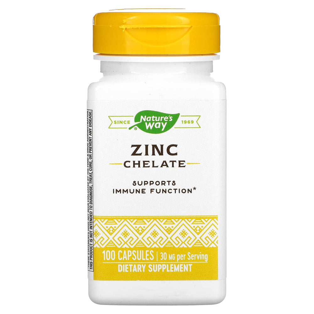 Bottle of Askshy Nature's Way Zinc Chelate 30 mg – 100 capsules