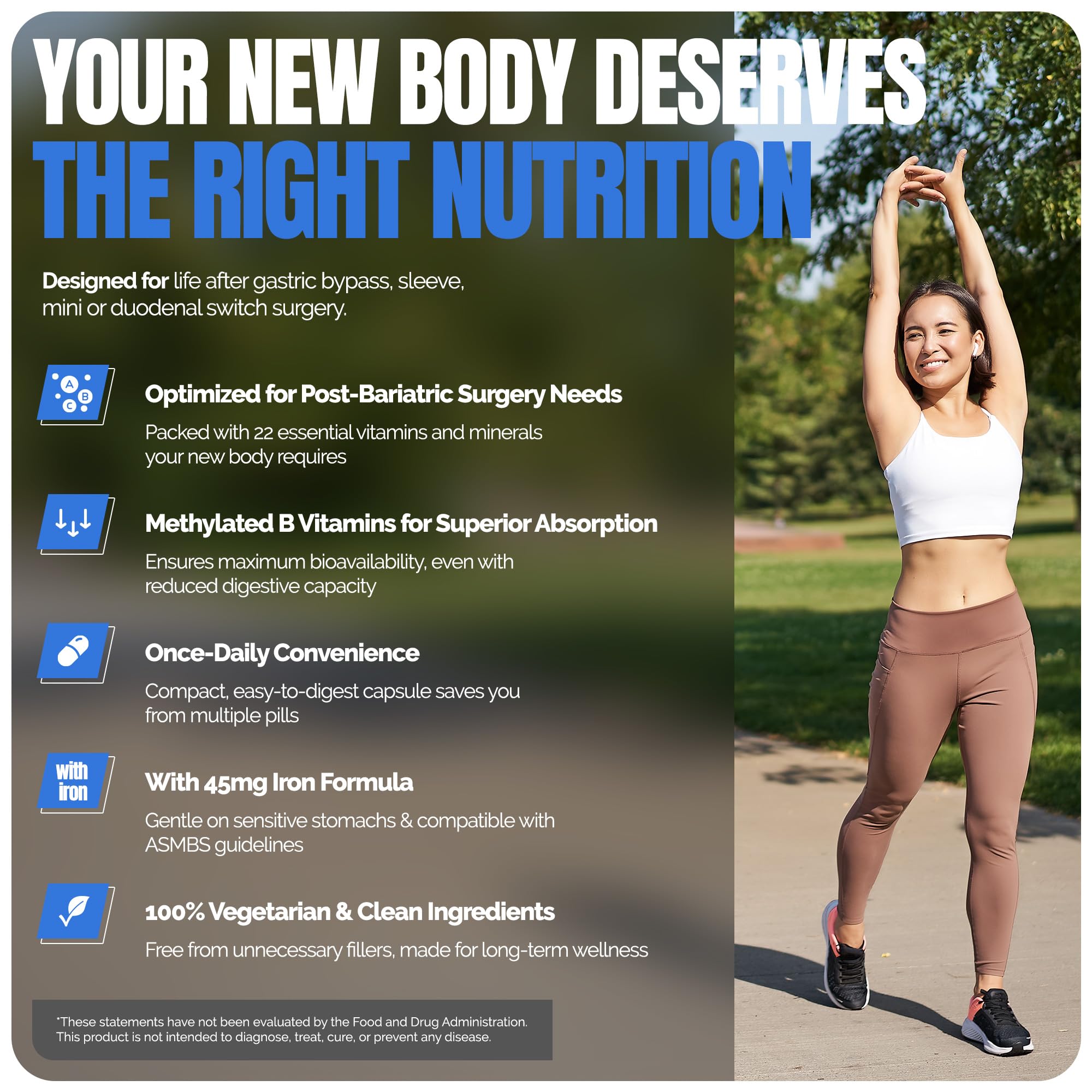 ASMBS compliant bariatric vitamins for gastric bypass and sleeve