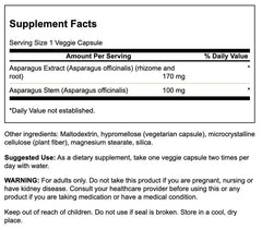 Close-up of Asparagus Extract 60 Veggie Caps bottle label