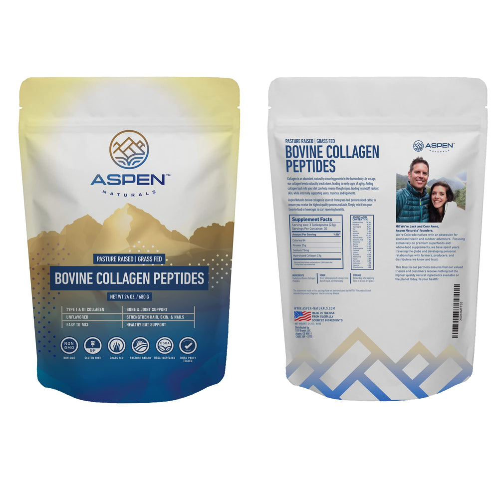 USDA Inspected and Third-Party Tested badge on Aspen Naturals collagen packaging