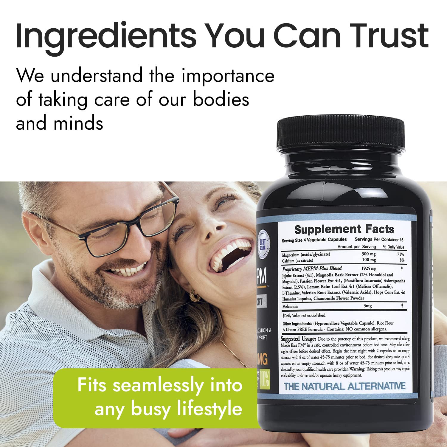 60 capsules in the bottle on a white background