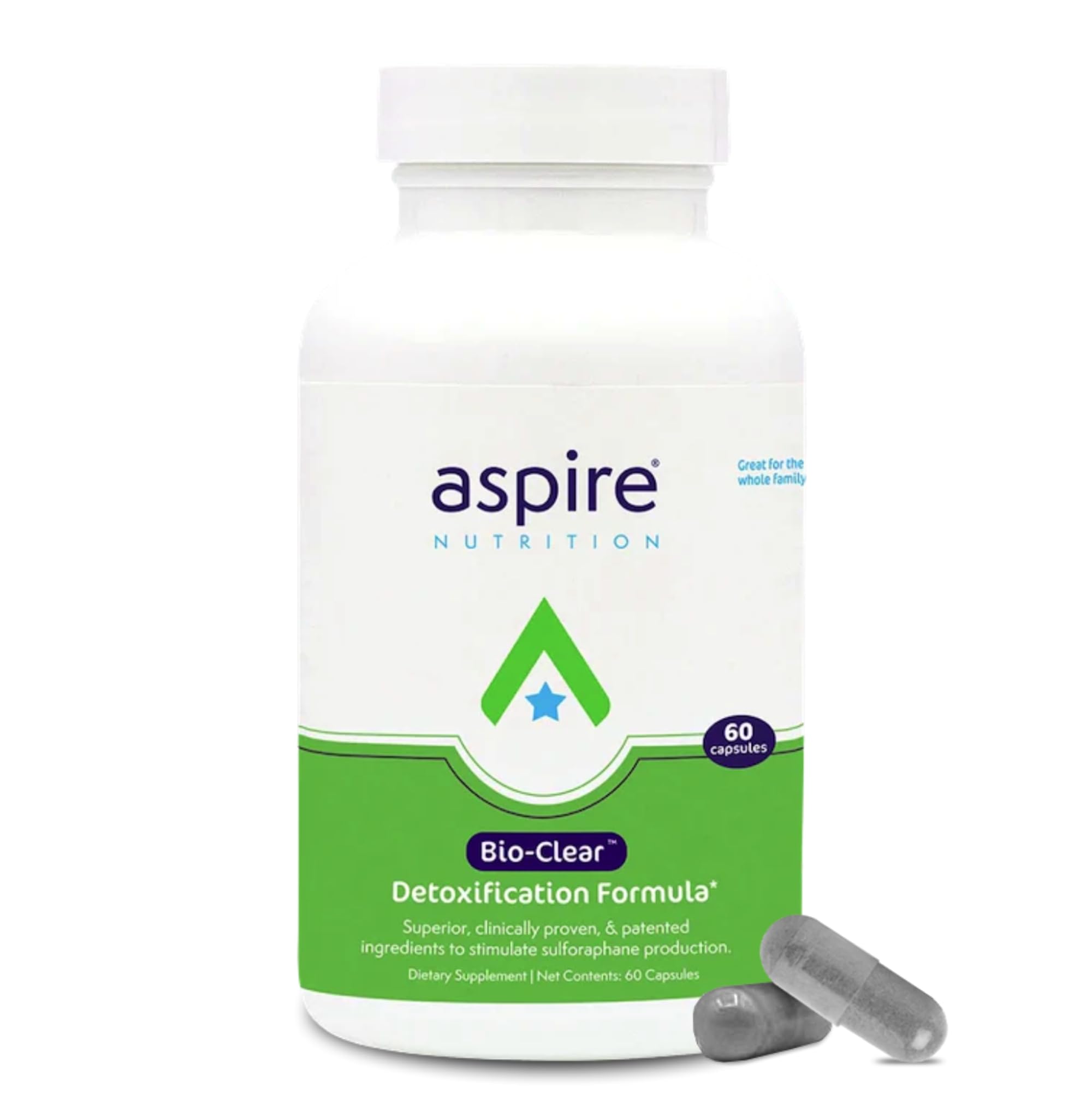 Aspire Nutrition Bio-Clear Detoxification Capsule bottle – 60 capsules