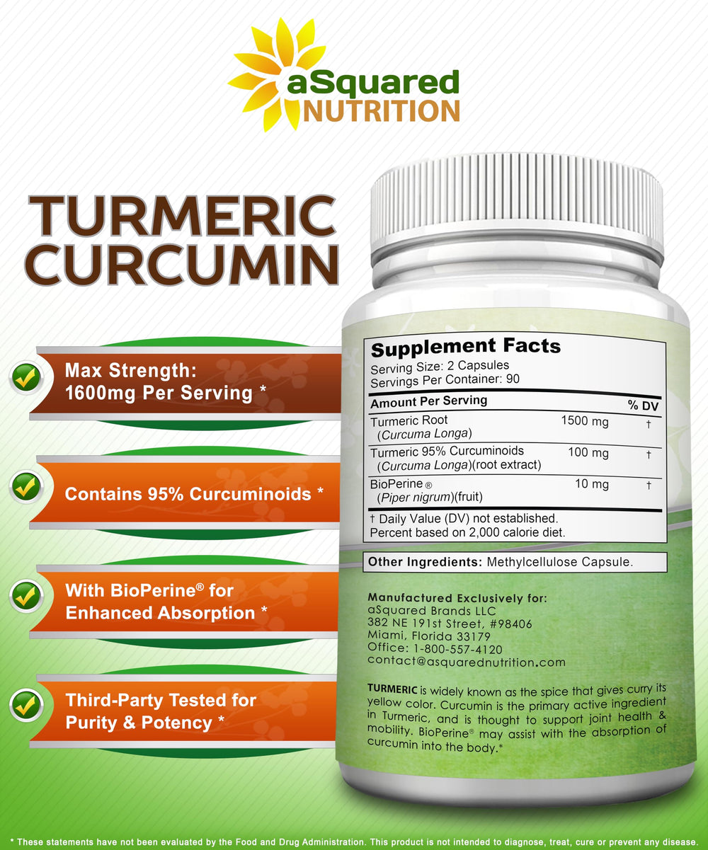 Natural turmeric root powder formula and ingredients