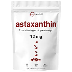 Front view of Astaxanthin 12mg softgels bottle