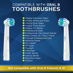 Compatible Oral-B replacement heads with color-coded rings