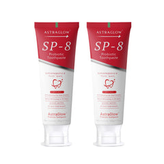 AstraGlow SP-8 Whitening Toothpaste packaging in eco-friendly tube