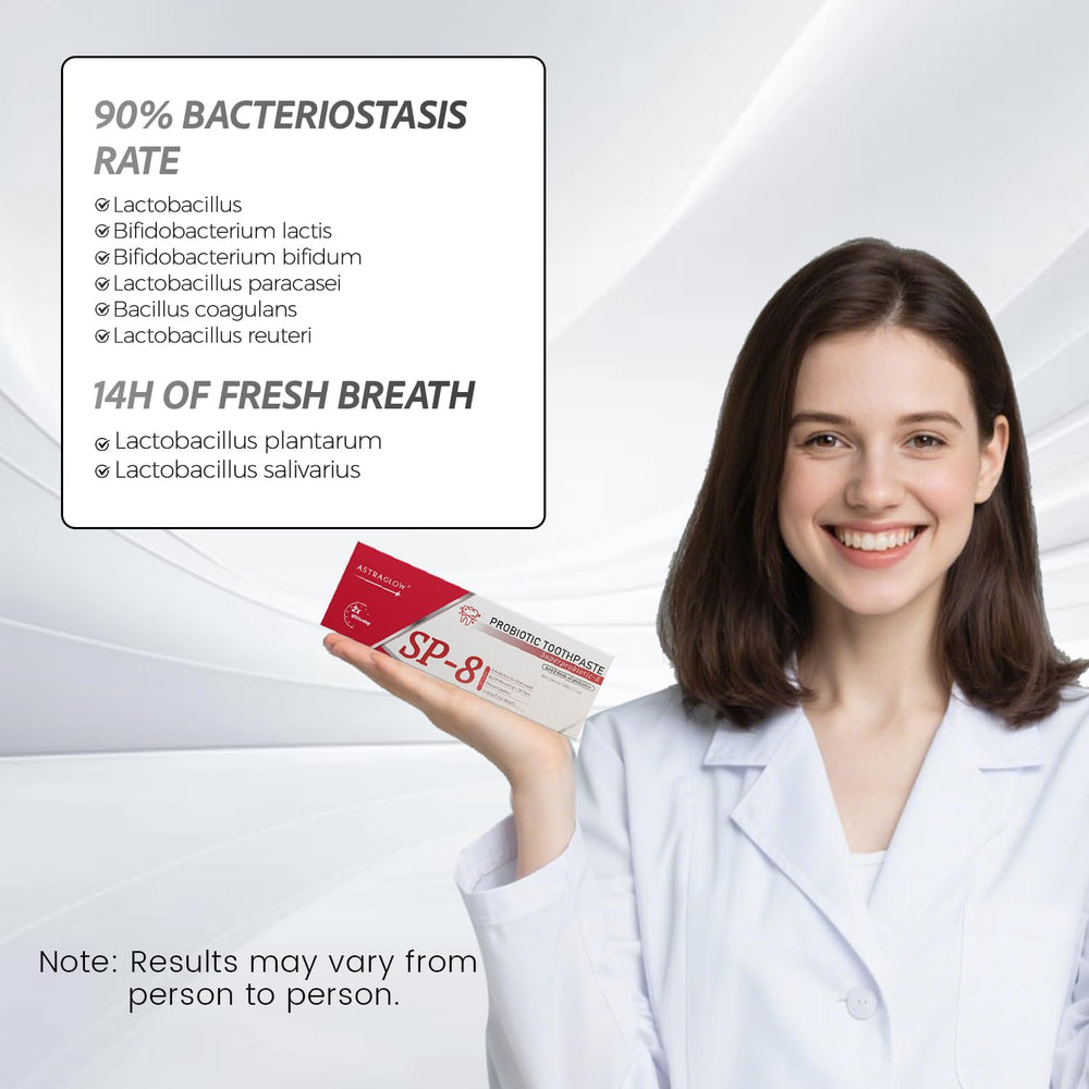 AstraGlow SP-8 2-pack whitening toothpaste set in sleek packaging