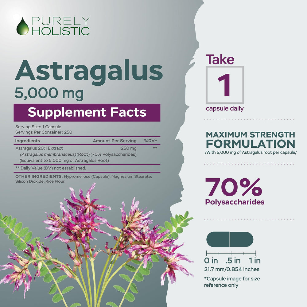 Ingredients panel featuring Astragalus root extract