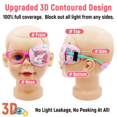 Close-up of 3D contoured eye patch with blackout material