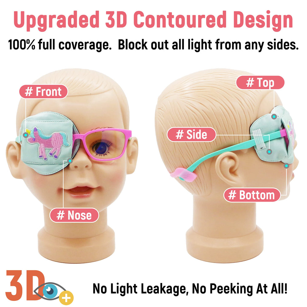 Over-glasses design eye patch for kids to keep glasses in place