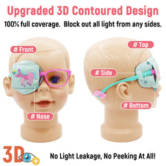 Over-glasses design eye patch for kids to keep glasses in place
