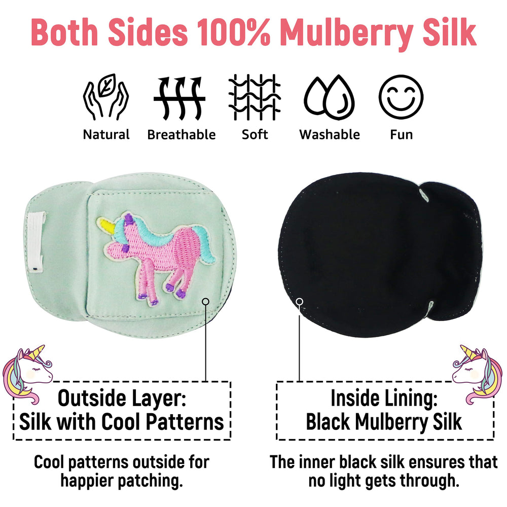 Washable and reusable silk eye patch for children