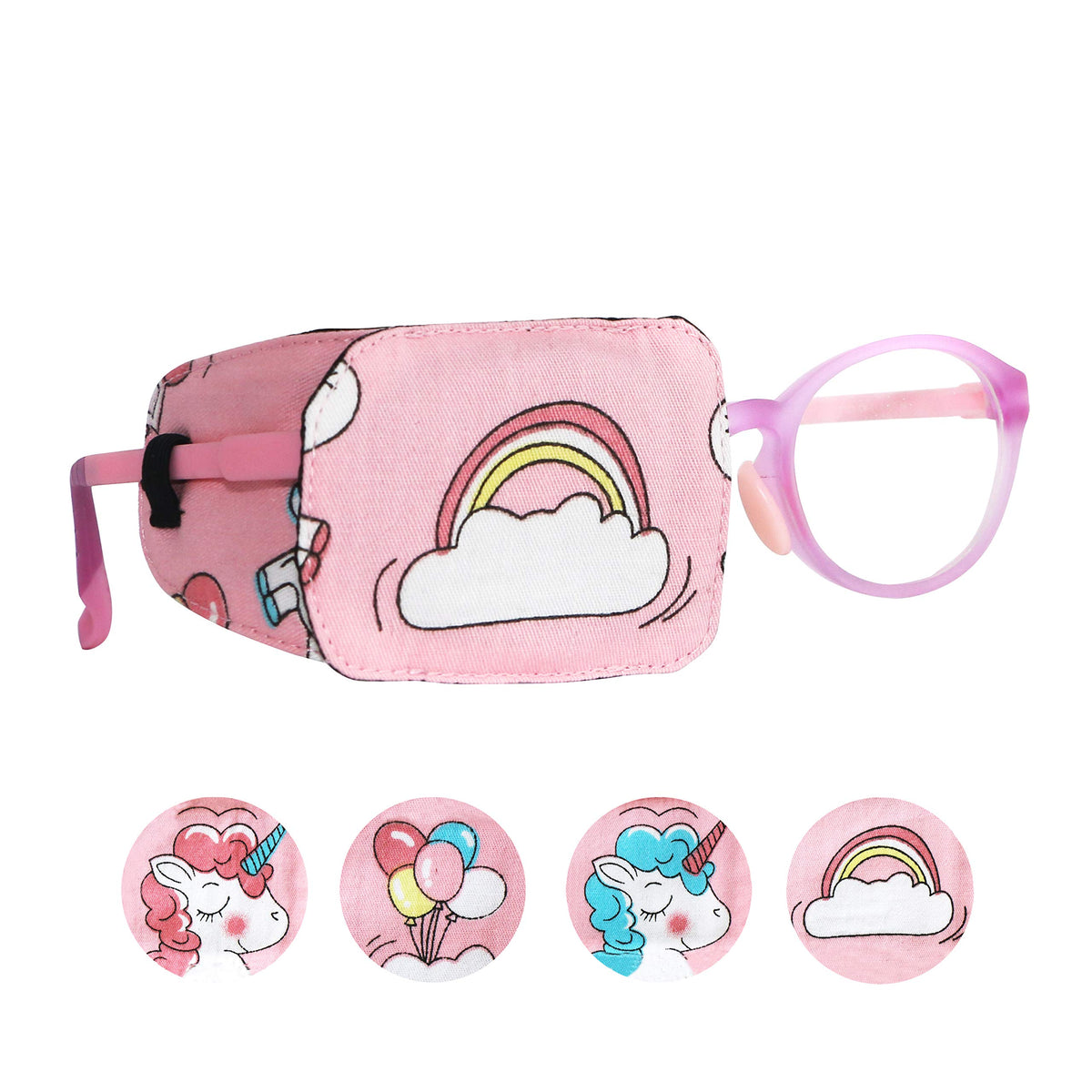 Astropic Kids Right Eye Rainbow Eye Patch – front view with over-glasses design