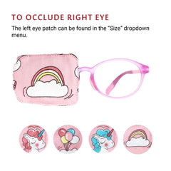 Patch worn over glasses with lightweight design that avoids pulling on frames