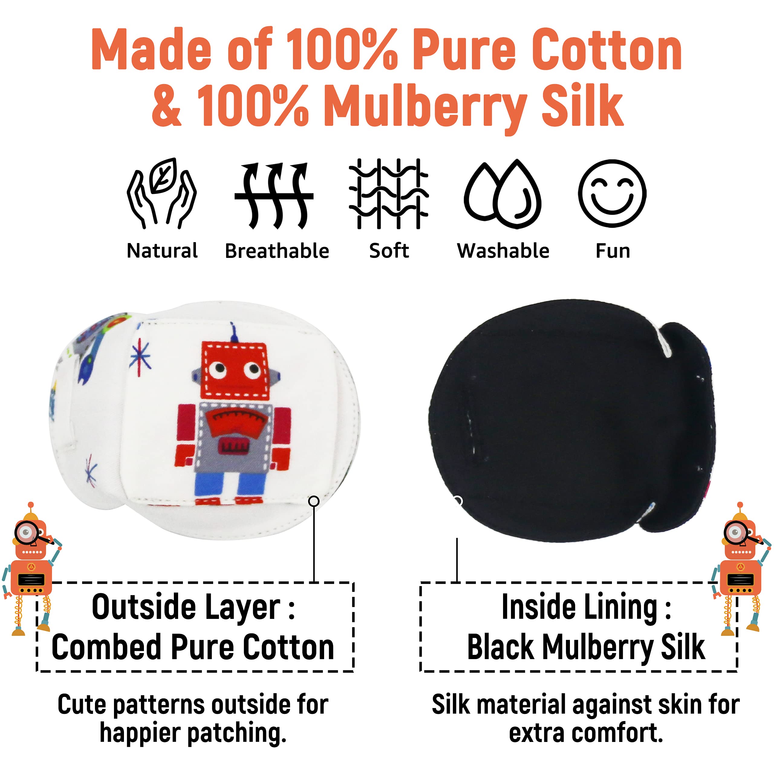 3D contoured eye patch for kids viewed close-up