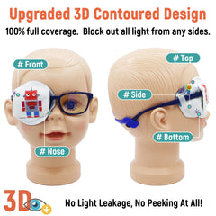 Close-up of 3D contoured eye patch with Red Robot design