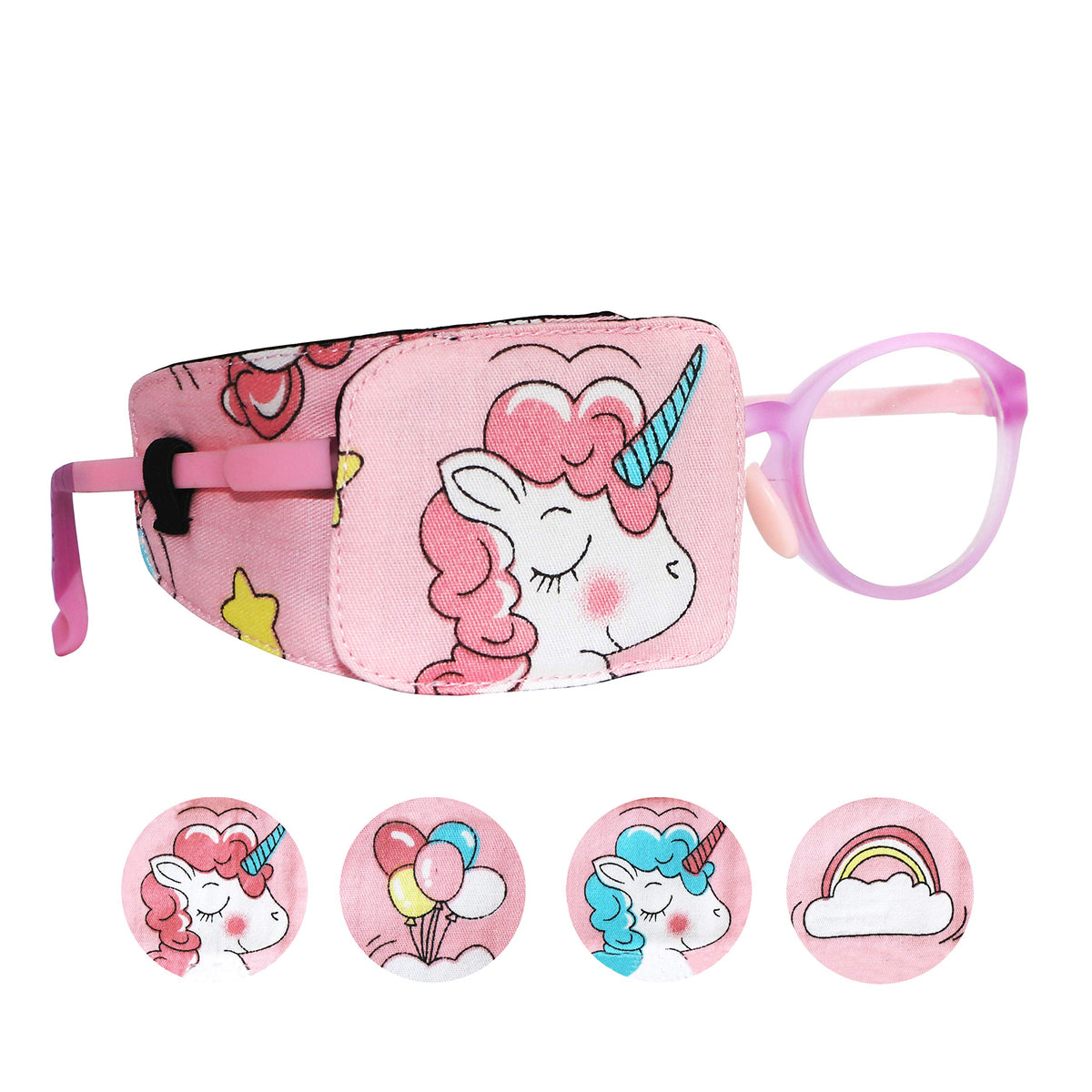 Astropic eye patch for kids - right eye with pink hair unicorn design