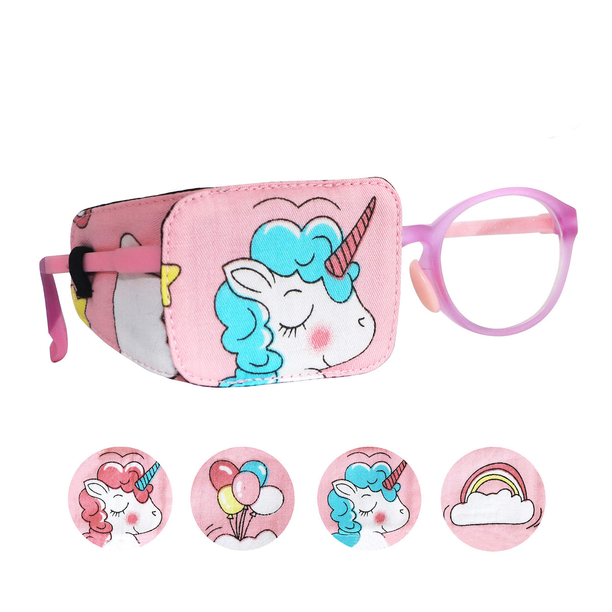 Astropic eye patch for kids - right eye, blue unicorn - front view