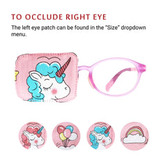 Silk lining detail of Astropic eye patch for kids - blue unicorn